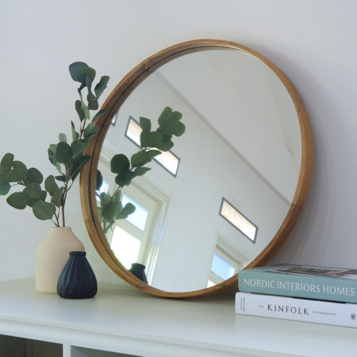 Mirror Wood Frame Circle 70 cm