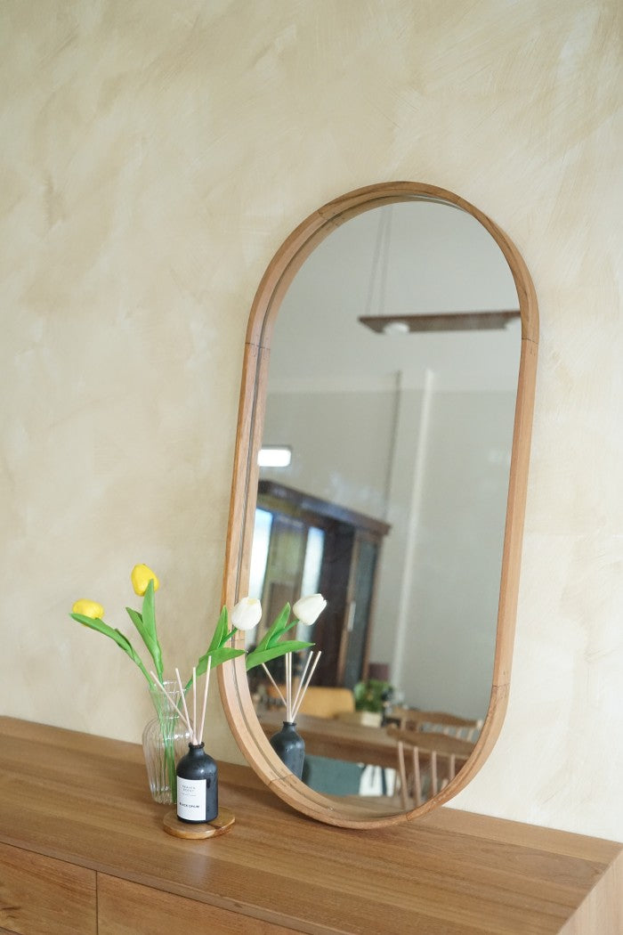 Mirror Wood Frame Oval 80x40 cm