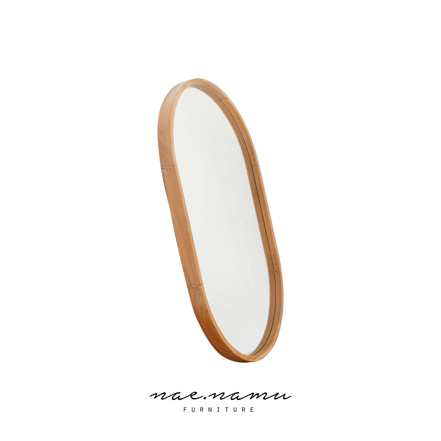 Oval Wooden Mirror 80x50 cm